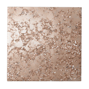 Carreau Rose Gold Blush Rose Glam Pailleté Craquelé Mur