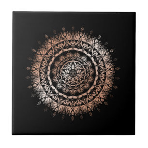 Carreau Rose Gold Floral Mandala Noir