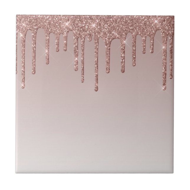 Carreau Rose Gold Glitter Liquide Drips (Devant)