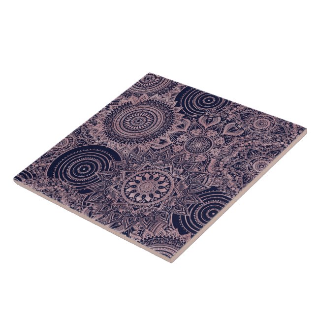 Carreau Rose Gold Mandala Collection Blue Design (Côté)