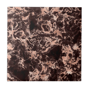 Carreau Rose Gold Marbre Noir Tendance Moderne Chic Élégan