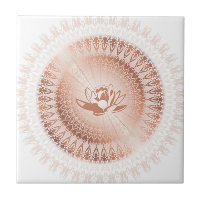 Carreau Rose Gold White Lotus Mandala (Devant)