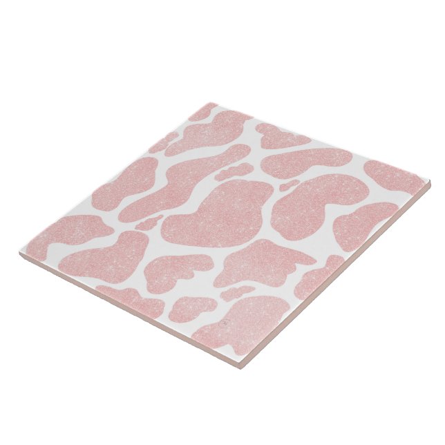 Carreau Rose Or blanc Grandes taches de vache Motif animal (Côté)
