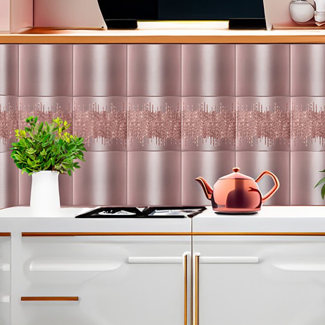 Carreau Rose Parties scintillant or  Drives Motif sans fai (Rose Gold Glitter Drips Seamless Pattern Version 2 and Version 1 Ceramic Tile combination)