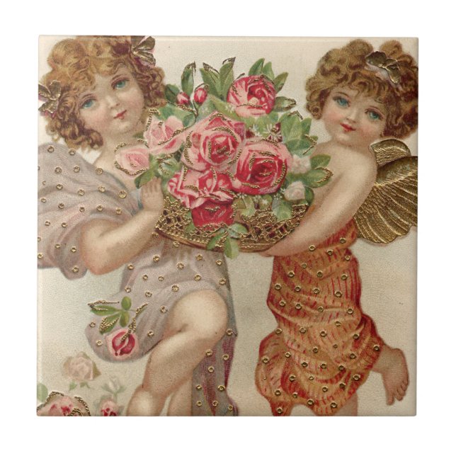 Carreau Rose Rose de panier mignon Cherub Angel (Devant)