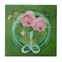 Rose rose Majolica Faux Relief Repro Antique
