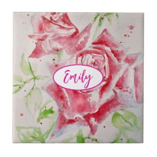 Carreau Rose rose Rose Aquarelle Fleur Floral art