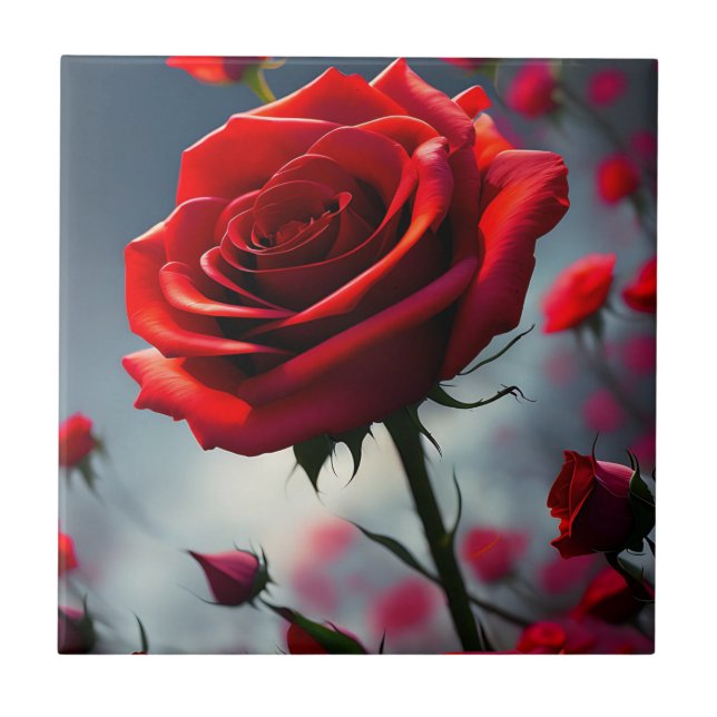 Carreau Rose Rouge Et Bufs, Carrelage En Céramique (Devant)