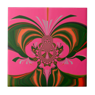 Carreau Rose rouge or vert