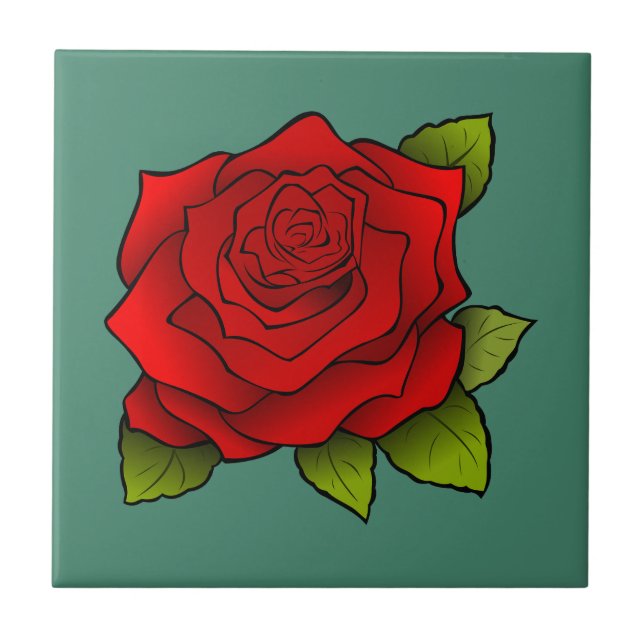 Carreau Rose rouge simple (Devant)
