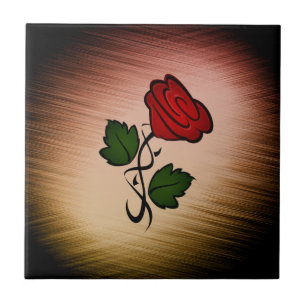 Carreau Rose rouge sur noir