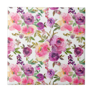 Carreau Rose violet Rose Floral Girly tendance