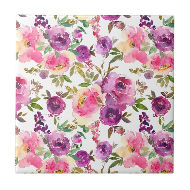 Carreau Rose violet Rose Floral Girly tendance (Devant)