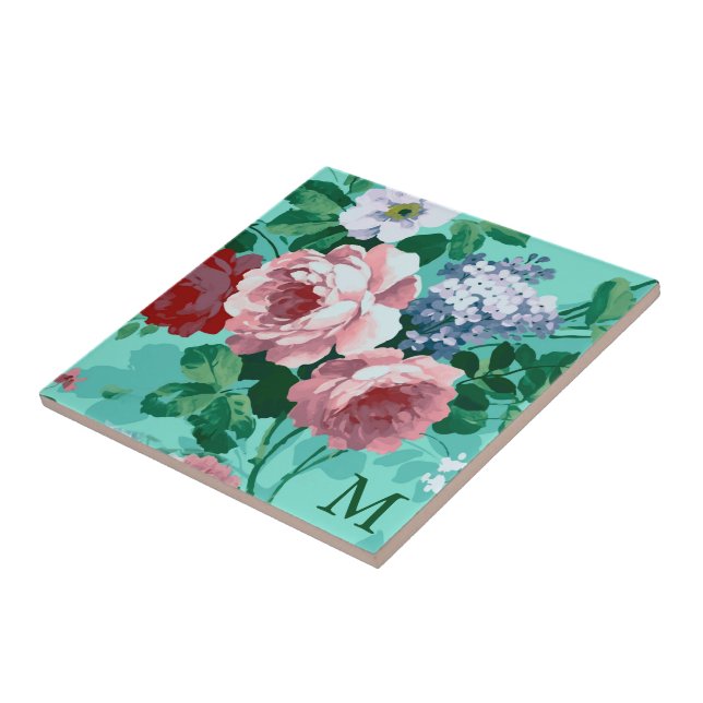 Carreau Roses colorés monogrammes (Côté)