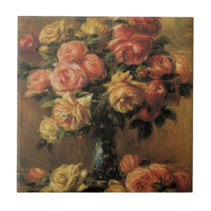 Carreau Roses dans un Vase de Pierre Renoir, Art Vintage