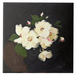 Carreau Roses de Noël, peinture d'art fin,