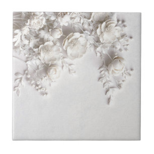 Carreau Roses en relief faux blanc élégant