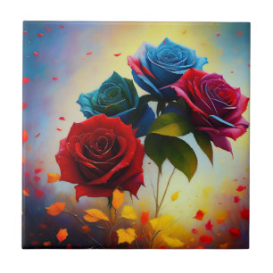 Carreau Roses en Tricolore, Carrelage en céramique
