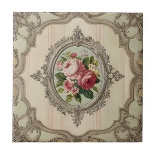 Carreau Roses encadrées vintage