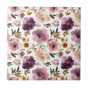 Carreau Roses Floral Rose Violet salle de bain