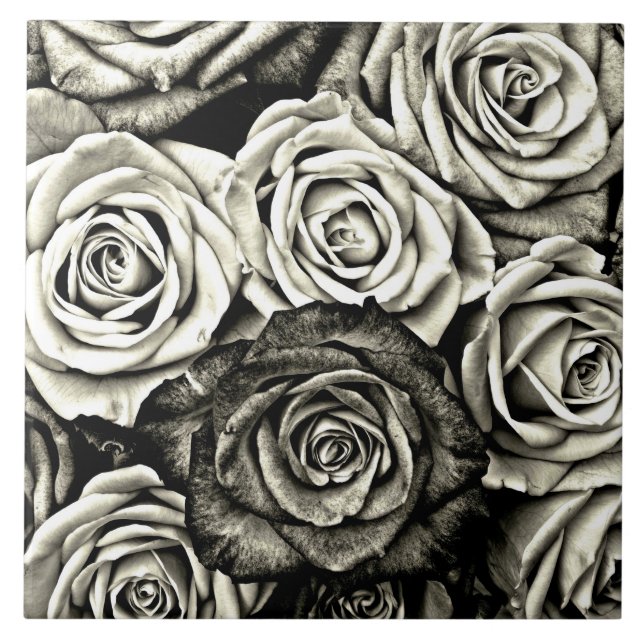 Carreau Roses noires et blanches (Devant)