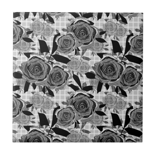 Carreau Roses noirs, rose, noirs et gris (Devant)
