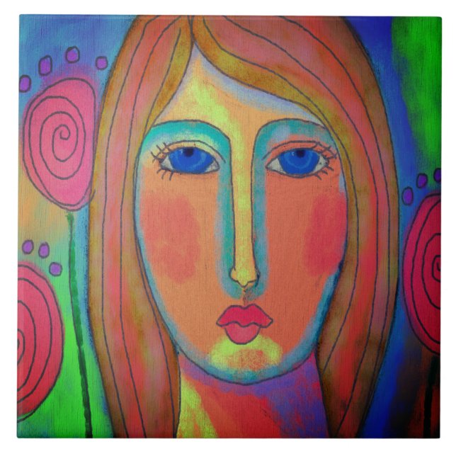 Carreau Roses roses Abstraites peinture numérique (Devant)