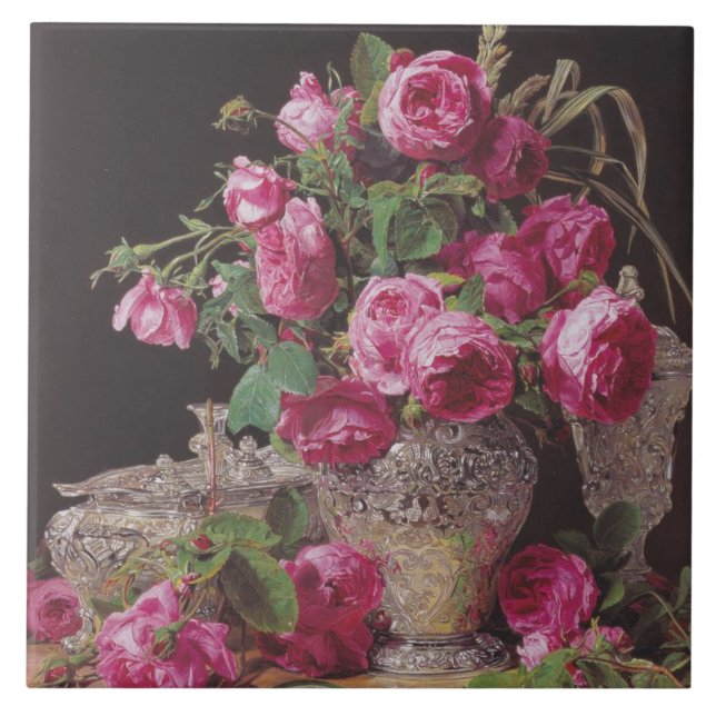 Carreau Roses roses (par Ferdinand Georg Waldmüller) (Devant)