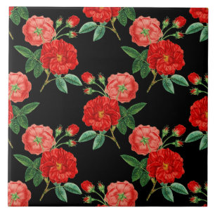 Carreau Roses rouges, fond noir,