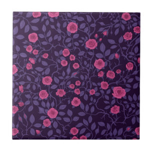 Carreau Roses sauvages en rose et violet