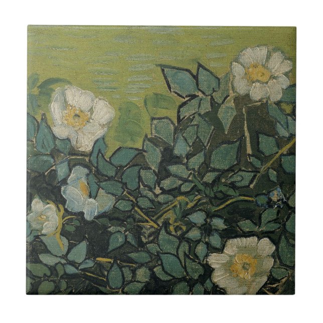 Carreau Roses sauvages par Vincent van Gogh (Devant)