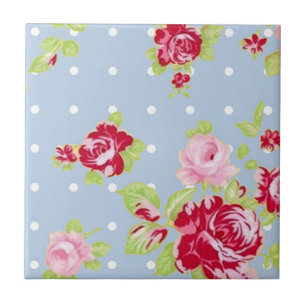 Carreau Roses sur la tuile bleue