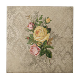 Carreau Roses vintages et damassé