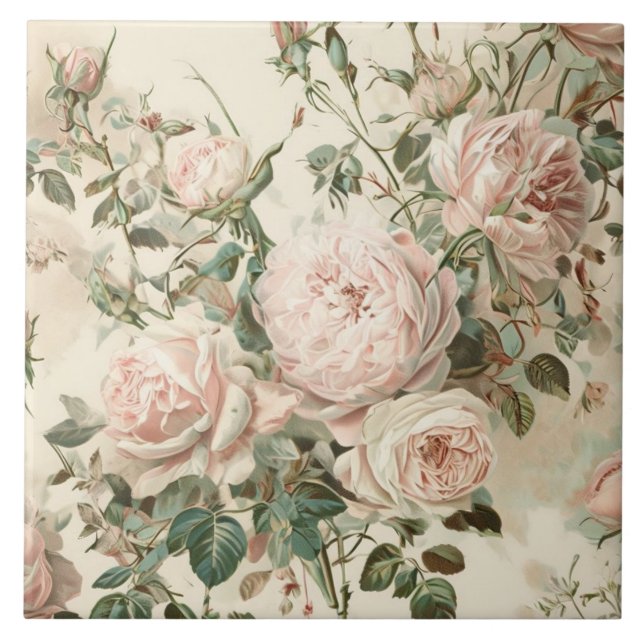 Carreau Roses vintages rose/blanche (Devant)