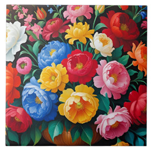 Carreau Roses vives et colorées