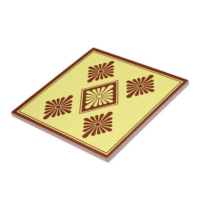 Carreau Rosette rouge jaune orientale Japon Art oriental (Côté)
