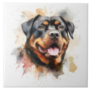 Carreau Rottweiler, Chien, aquarelle