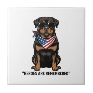 Carreau Rottweiler Patriotique Chien Héros Design Vintage_
