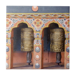 Carreau Roues de prières - Bhoutan