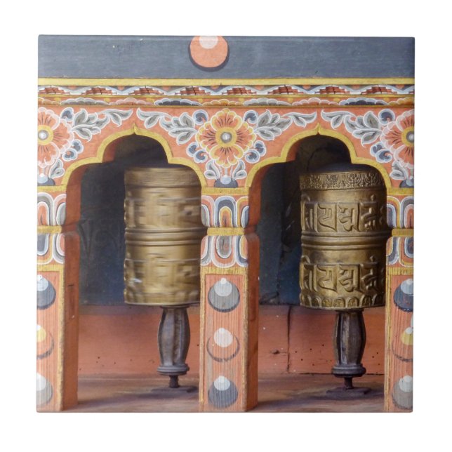 Carreau Roues de prières - Bhoutan (Devant)