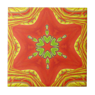 Carreau Rouge or vert Mandala Art Imprimer