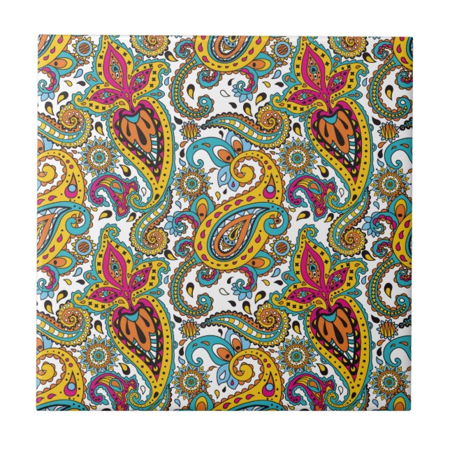 Carreau Rouge orange Paisley de turquoise de la Reine de (Devant)