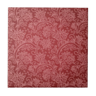 Carreau Rouge Paisley Damassé Designer Floral Vintage Clas