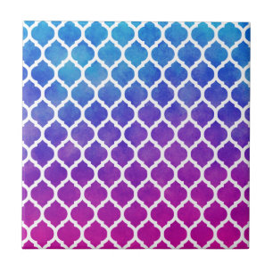 Carreau Rouge rose bleu Ombre Lattice marocain