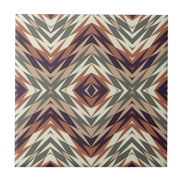 Carreau Rouille ivoire Beige Brown Olive Green Art ethniqu (Devant)