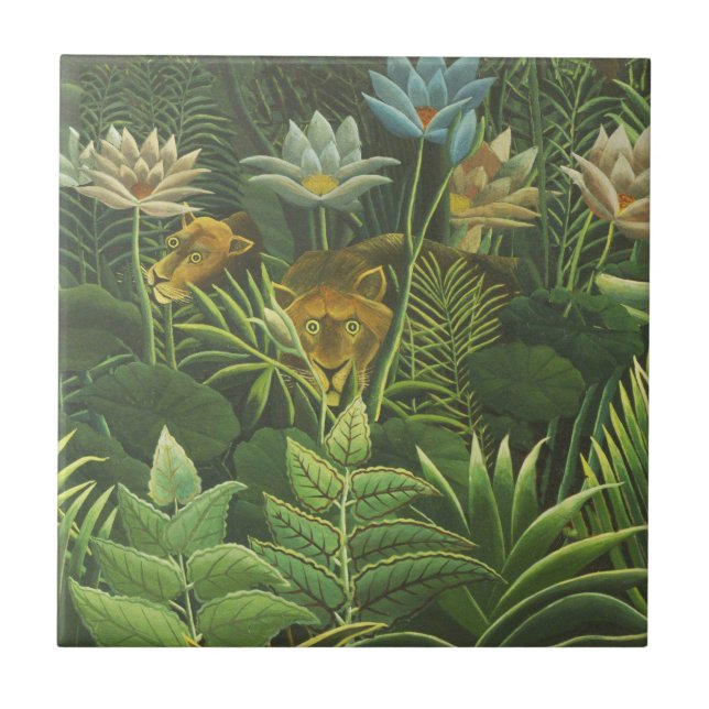 Carreau Rousseau Tropical Jungle Lion Peinture (Devant)