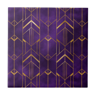 Carreau Royal Deco Violet Ordoré Motif Géométrique Abstrai
