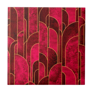 Carreau Royal Red and Gold Art Déco Motif