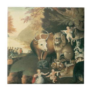 Carreau Royaume pacifique par Edward Hicks Vintage Folk Ar