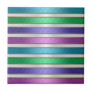 Carreau Rubans multicolores rayures en rose bleu violet